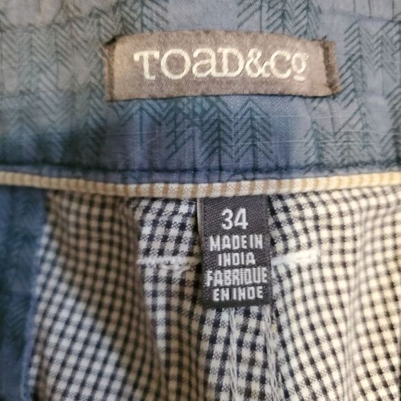 Toad & Co Men's Size 34 Blue And White Checkered Shorts Chinos EUC - Picture 4 of 4